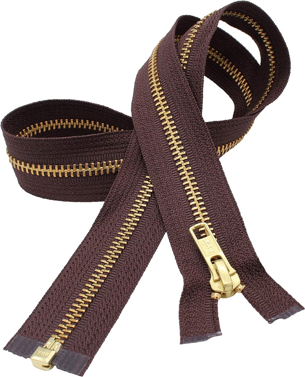 YKK 26" Medium Weight Jacket Zipper YKK #5 Brass ~ Separating ~ 570 Brown (1 Zipper/Pack)